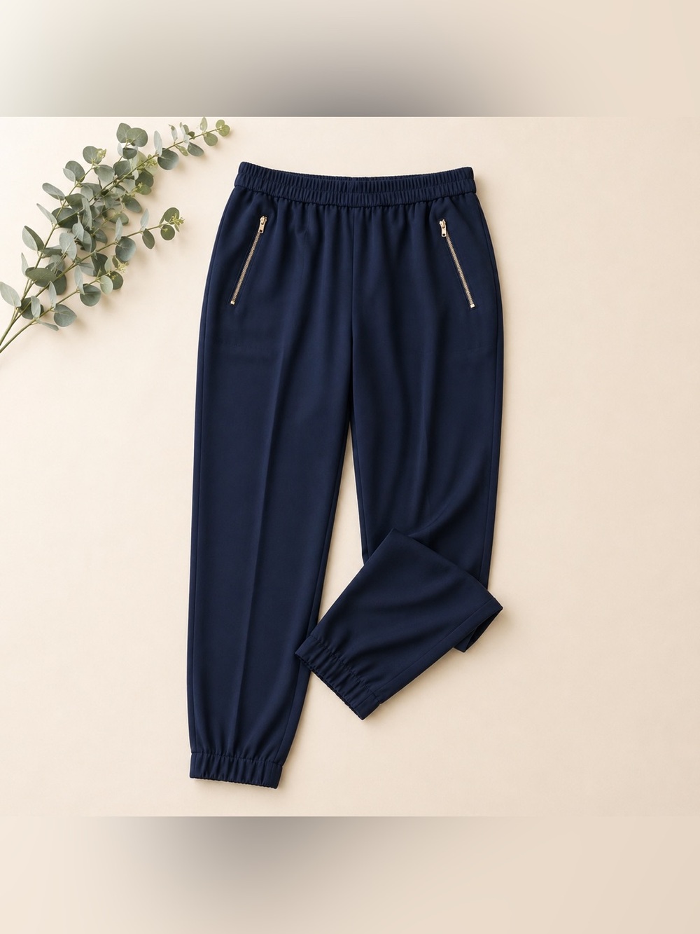 J.Crew Navy Pull-On Ankle Pants Elastic Waist Tailored Work Pants Size 6